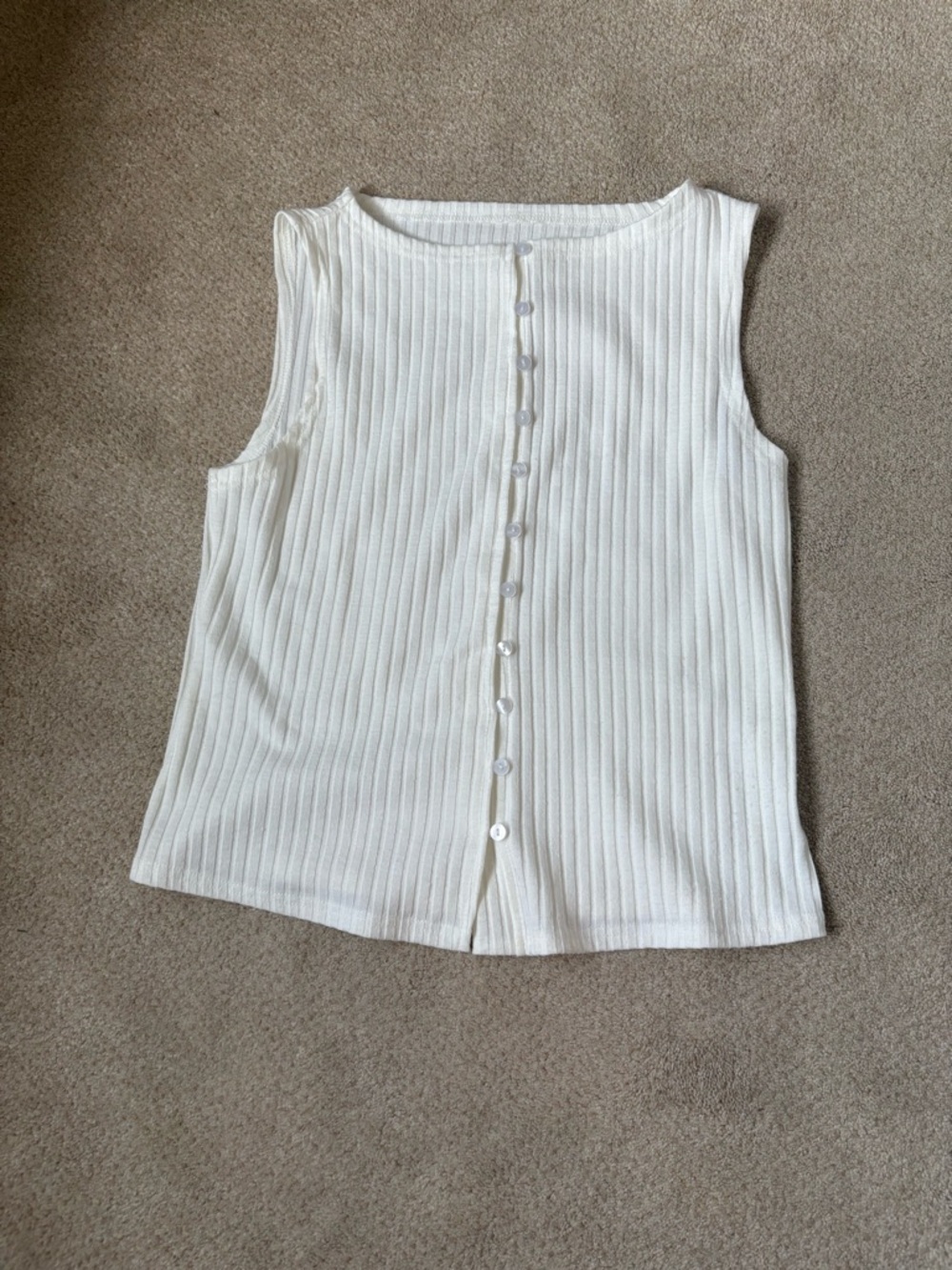 Free People Style Ribbed Button-Front Tank Top